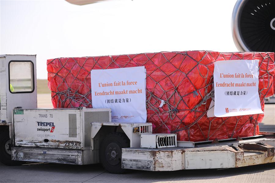 BELGIUM-LIEGE-COVID-19-CHINA-DONATED MASKS-ARRIVAL