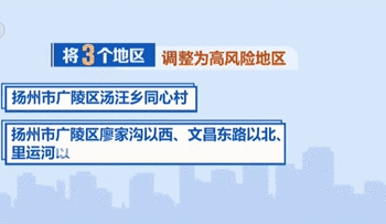 江蘇揚州：新冠肺炎疫情防控&mdash;&mdash;三地調整為高風險地區